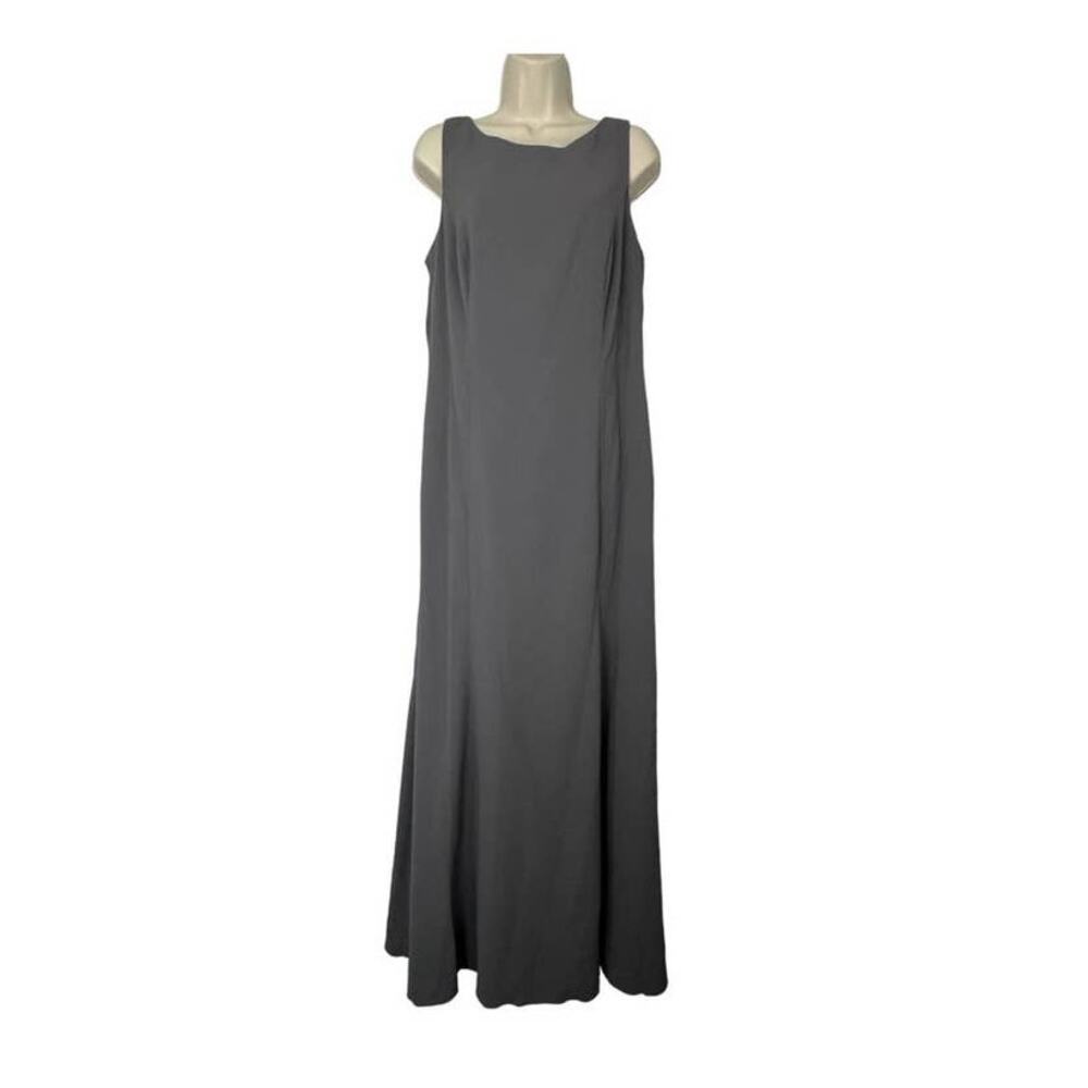 NWT Dessy Collection Vivian Diamond Open Back Sleeveless Dress Charcoal Sz 18 - Picture 2 of 9